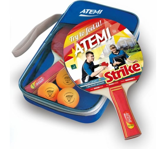 Изображение товара Набор для настольного тенниса ATEMI STRIKE 2ракетки + чехол + 3 мяча 00-00005920