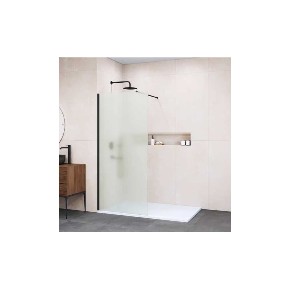 Изображение товара Душевая перегородка RGW 100x195 WA-002 B черный матовое стекло 6 мм