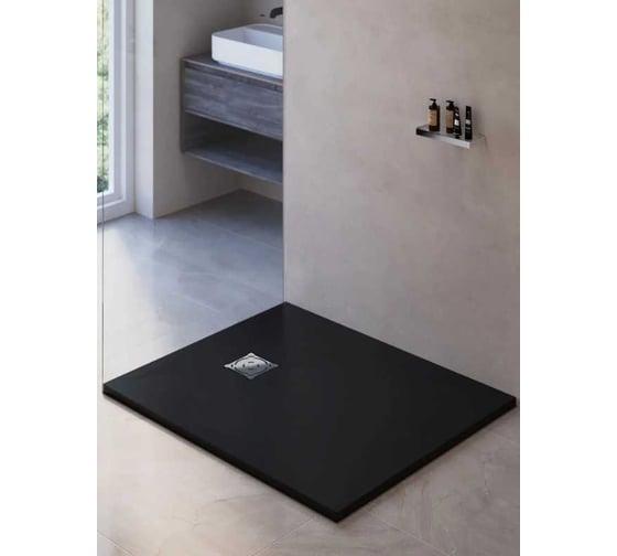 Изображение товара Душевой поддон RGW ST-0109G 90x100x2.5 мм, графит, 90 мм, каменный (с решеткой) 16152910-002