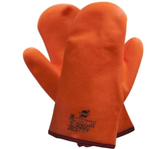 Изображение товара Рукавицы трикотажные ARCTICUS х/б с ПВХ оранжевым полным нефтеморозостойким(НМС) покрытием, джерси, длинная крага,р.10, арт. 1602300 WM-101