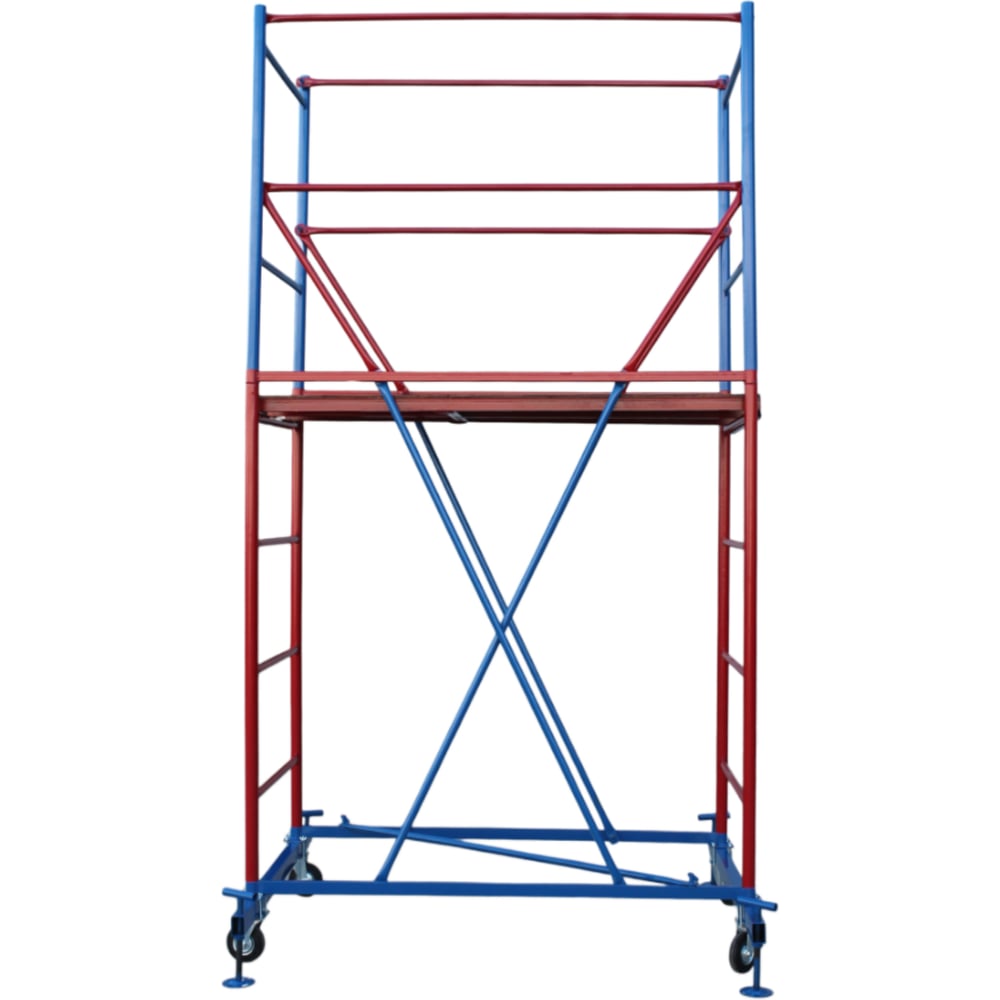 Изображение товара Вышка-тура ООО РИЗ ФЛАГМАН 1,2x2,0 м Н=3,4 м, сталь/фанера, с колесами и винтовыми опорами