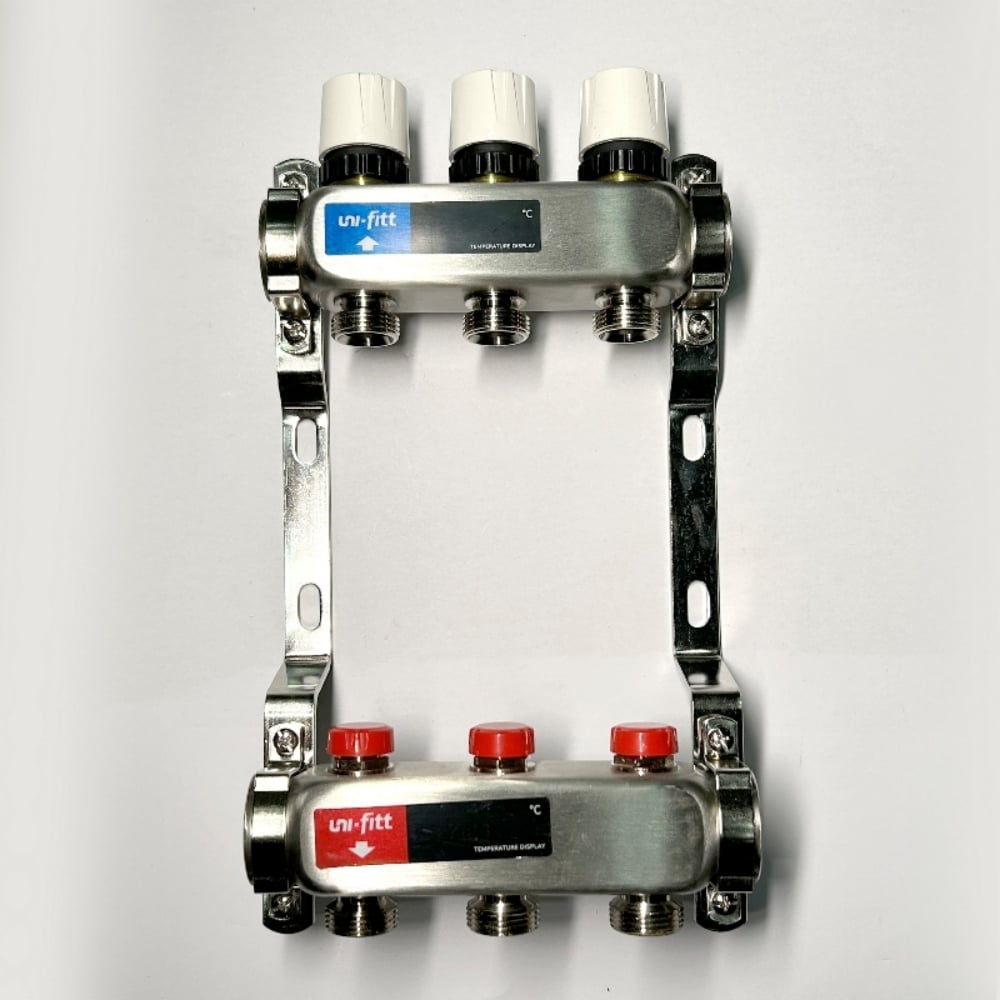 Изображение товара Коллекторная группа Uni-Fitt 1x3 вых 3/4 без сервопривода нержавеющая сталь 451W4303