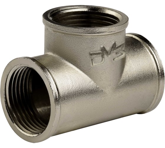 Изображение товара Тройник ДМЗ DN25 (1") ВР/ВР/ВР латунь никель, 3 шт ДМЗ.014.25Н3