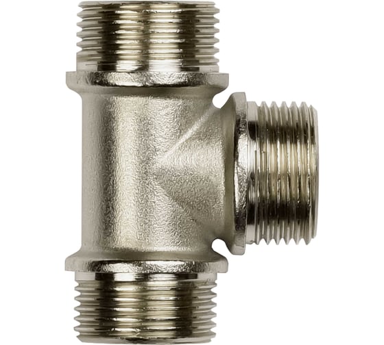 Изображение товара Тройник ДМЗ DN25 (1") НР/НР/НР латунь никель, 5 шт ДМЗ.015.25Н5