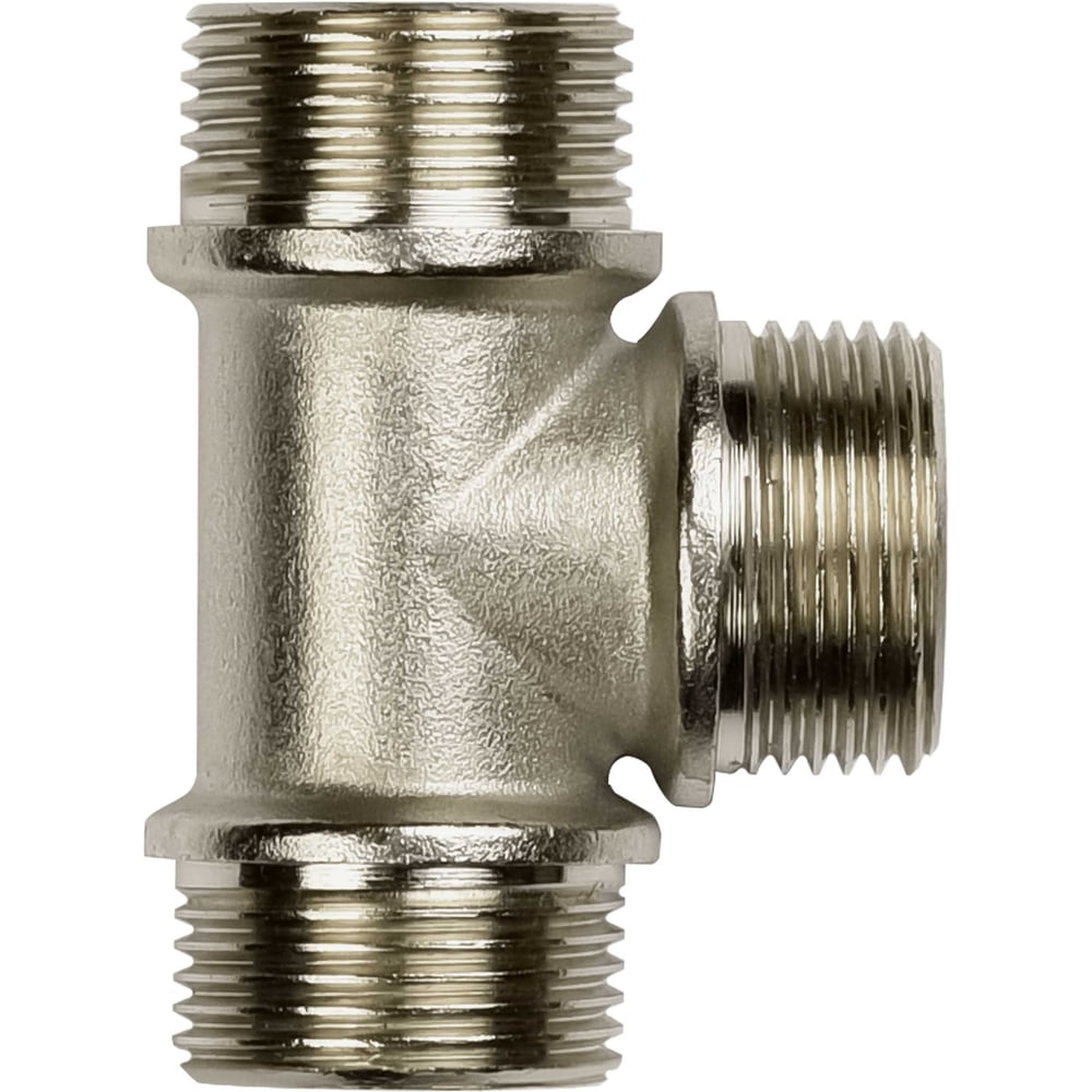 Изображение товара Тройник ДМЗ DN25 (1") НР/НР/НР латунь никель, 3 шт ДМЗ.015.25Н3