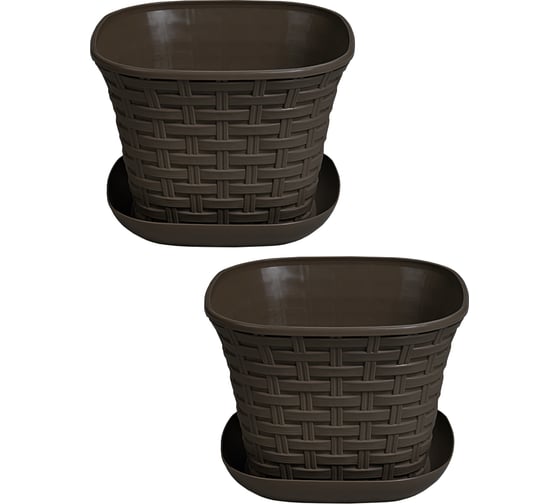 Изображение товара Кашпо Violet Ротанг 2.3 л квадратное с поддоном набор 2 шт. венге N-3623/2-05