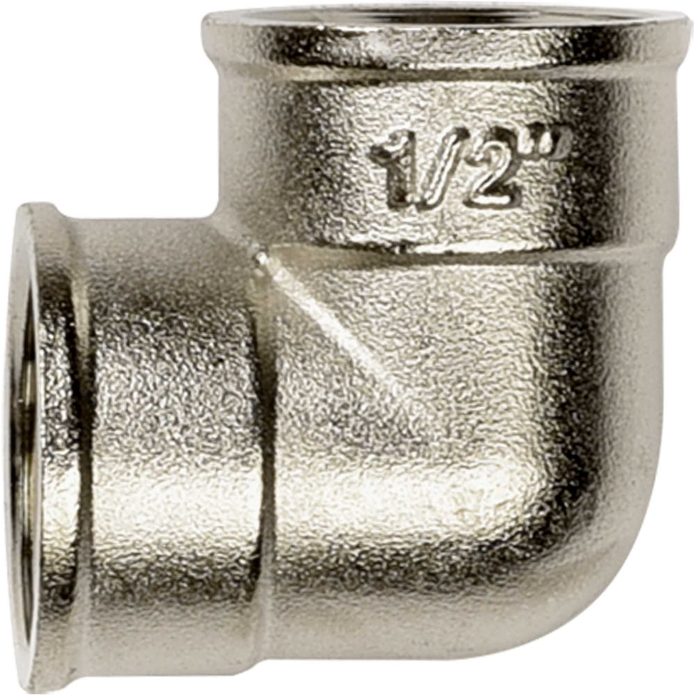 Изображение товара Угол ДМЗ 90 DN15 (1/2") ВР/ВР латунь никель 5 шт