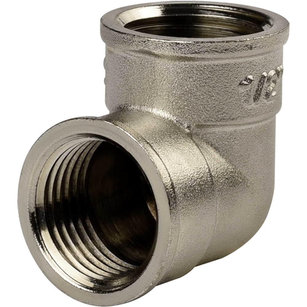 Изображение товара Угол ДМЗ 90 DN15 1/2 ВР/ВР латунь никель профессиональный фитинг