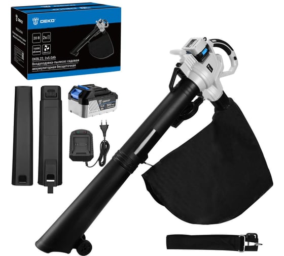 Изображение товара Воздуходувка-пылесос садовая аккумуляторная бесщеточная DEKO DKBL22, 20В, 2x5.0Ач 085-2043