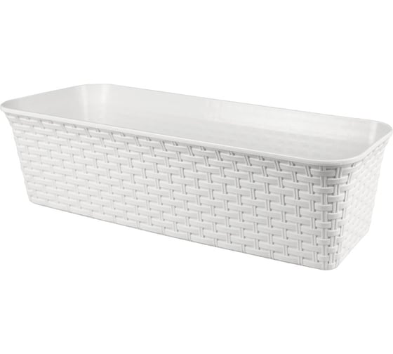 Изображение товара Балконный ящик Violet Ротанг 63см с дренажем белый 356006