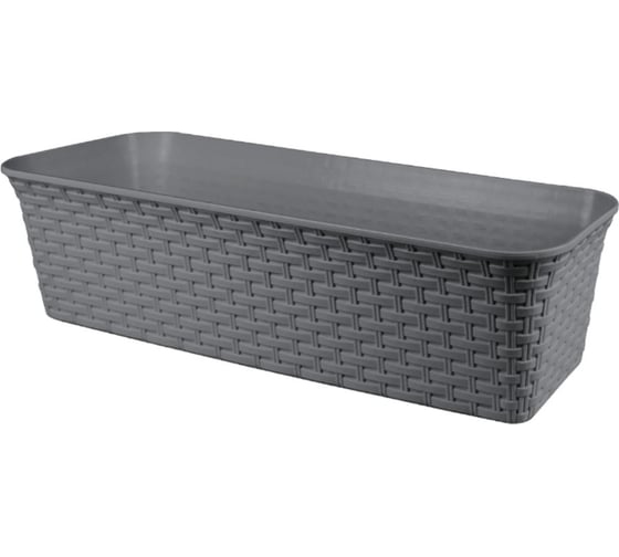Изображение товара Балконный ящик Violet Ротанг 63см с дренажем серый 356018