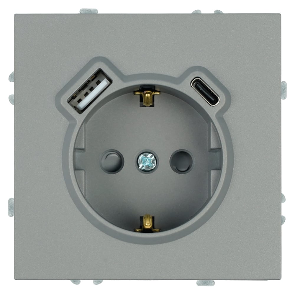 Изображение товара Розетка 1-местная STEKKER с USB и Type C механизма IP20 серый