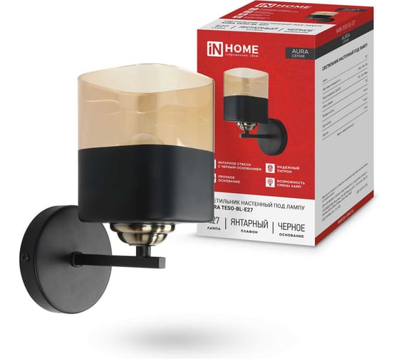 Изображение товара Светильник настенный под лампу IN HOME AURA TESO-BL-E27 100x150x180 черный 4690612058054