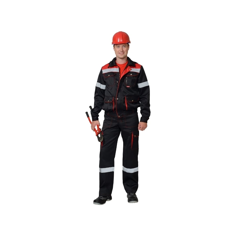 Изображение товара Костюм СИРИУС ТИТАН куртка короткая и полукомбинезон черный с красным