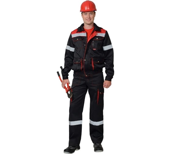 Изображение товара Костюм СИРИУС ТИТАН: куртка короткая, полукомбинезон, черный с красным, с СОП, р. 88-92/170-176 66705