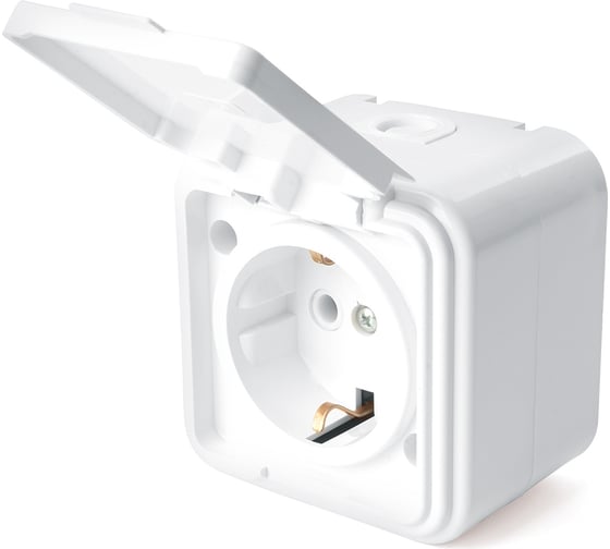 Изображение товара 1-местная розетка STEKKER без заземления PST16-20-44 RA 16-201-Б, пластик АВС, 16А, IP44, белый 39691