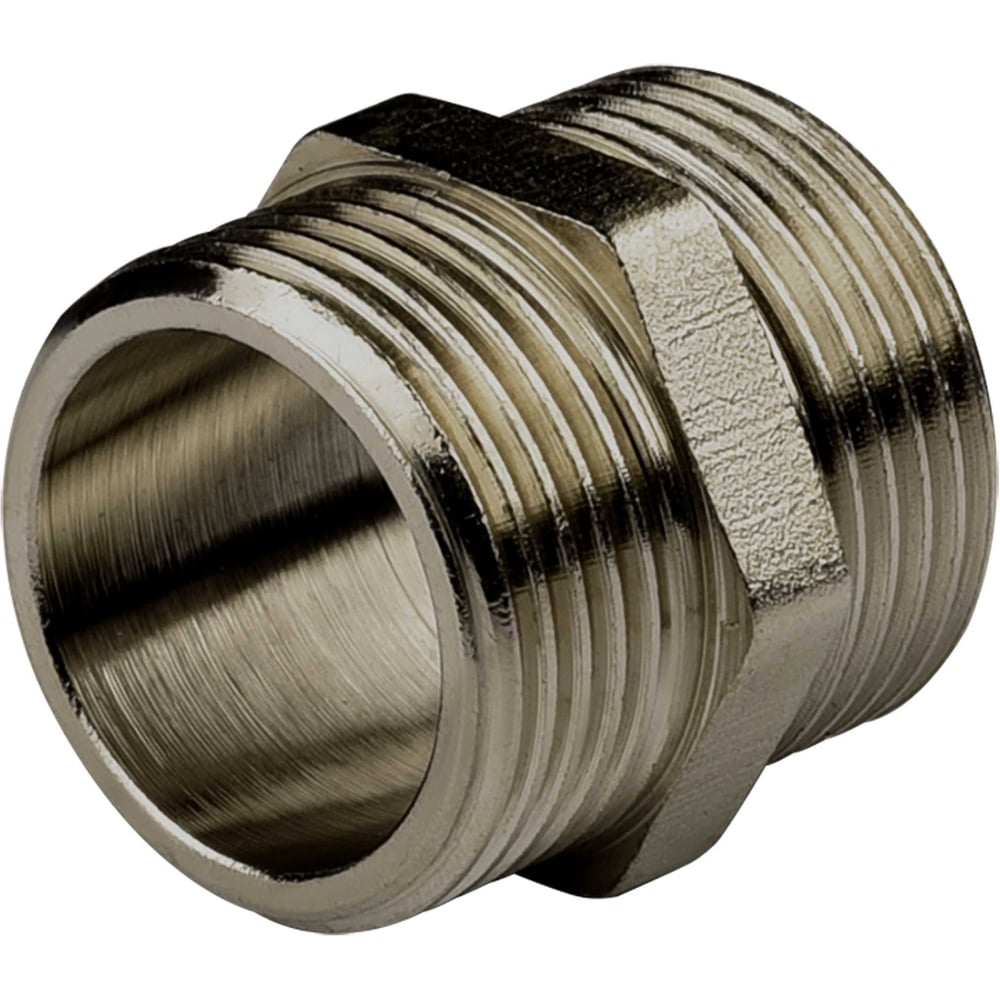 Изображение товара Ниппель DN20 3/4" латунь никель для трубопроводов цена за упаковку 2 шт