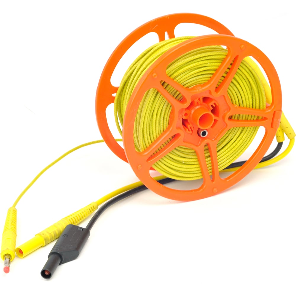 Изображение товара Провод измерительный 50 м на катушке с разъёмами банан жёлтый SONEL WAPRZ050YEBBSZ