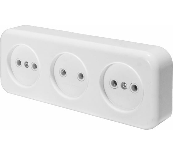 Изображение товара 3-местная розетка STEKKER без заземления PST16-50-20 RA 16-344-Б, пластик АВС, 16А, IP20, белый 39699