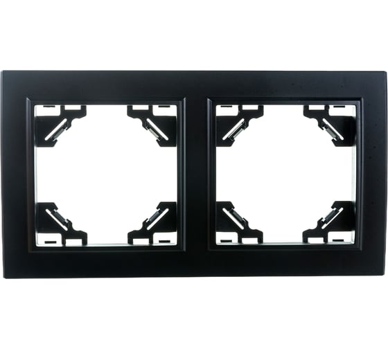 Изображение товара 2-местная горизонтальная рамка STEKKER PFR00-9002-03, серия Эрна, черный 39483