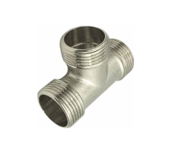 Изображение товара Тройник ДМЗ DN15 (1/2") НР/НР/НР латунь никель (упаковка 10 шт) ДМЗ.015.15Н10