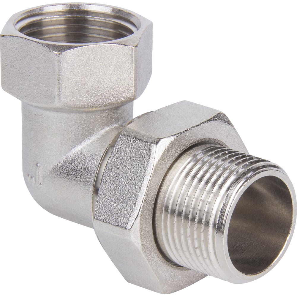 Изображение товара Соединение 90° америк. латунь никель 1/2"-1/2" ДМЗ.013.15Н10