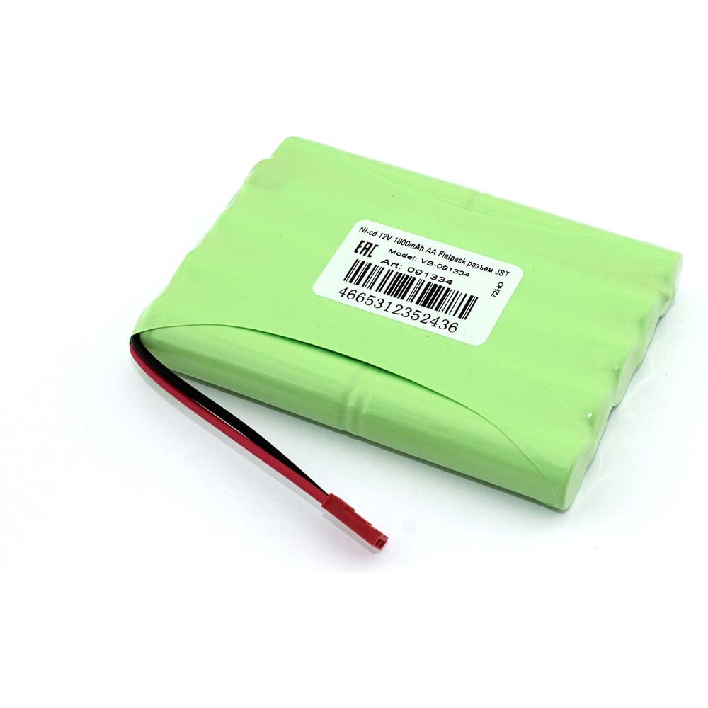 Изображение товара Аккумулятор AMPERIN Ni-cd 12V 1800mAh AA Flatpack разъем JST 091334