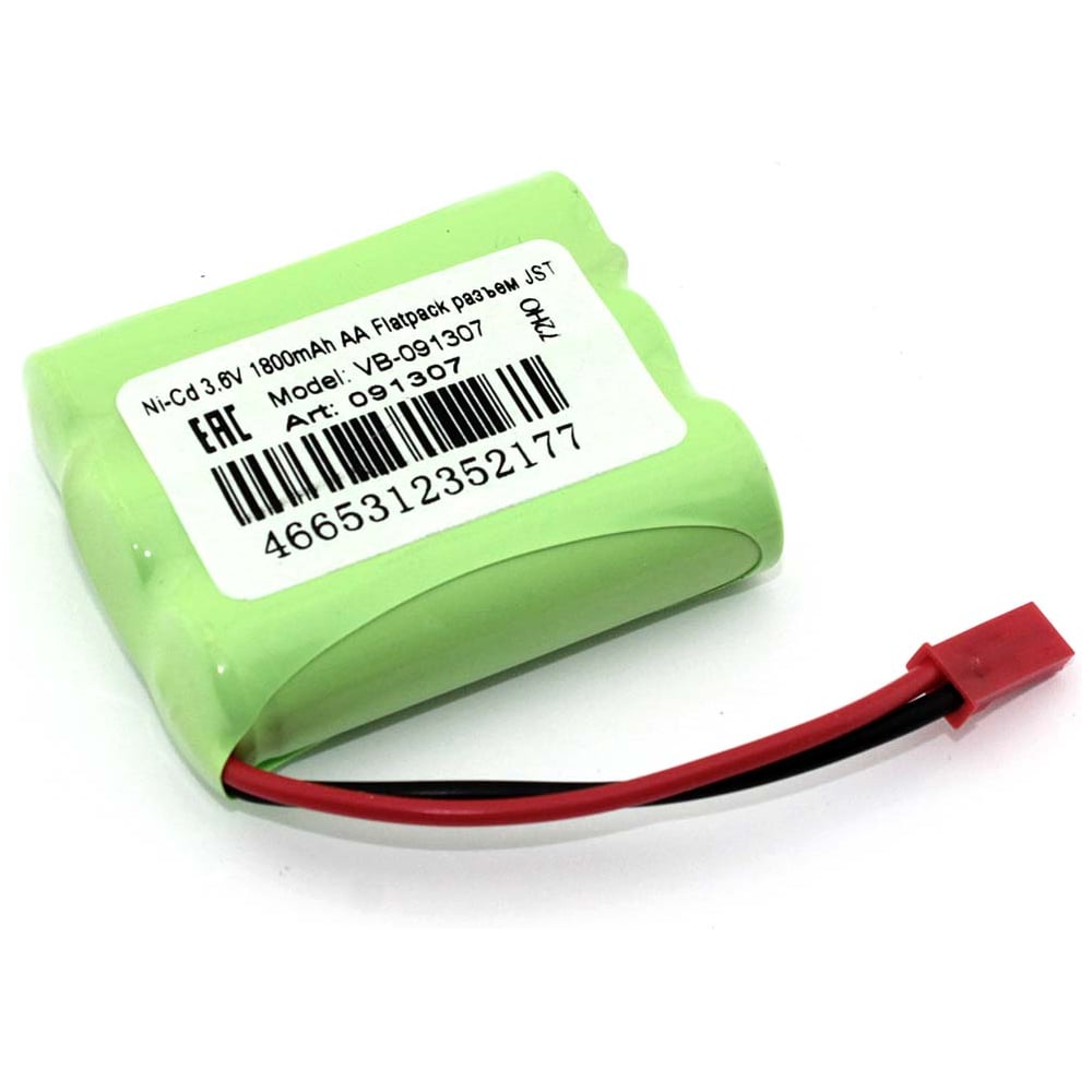 Изображение товара Аккумулятор AMPERIN Ni-Cd 3.6V 1800mAh AA Flatpack разъем JST 091307