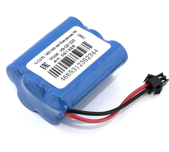 Изображение товара Аккумулятор AMPERIN Ni-Cd 6V 1400 mAh AA Row разъем SM (2+3) 091325