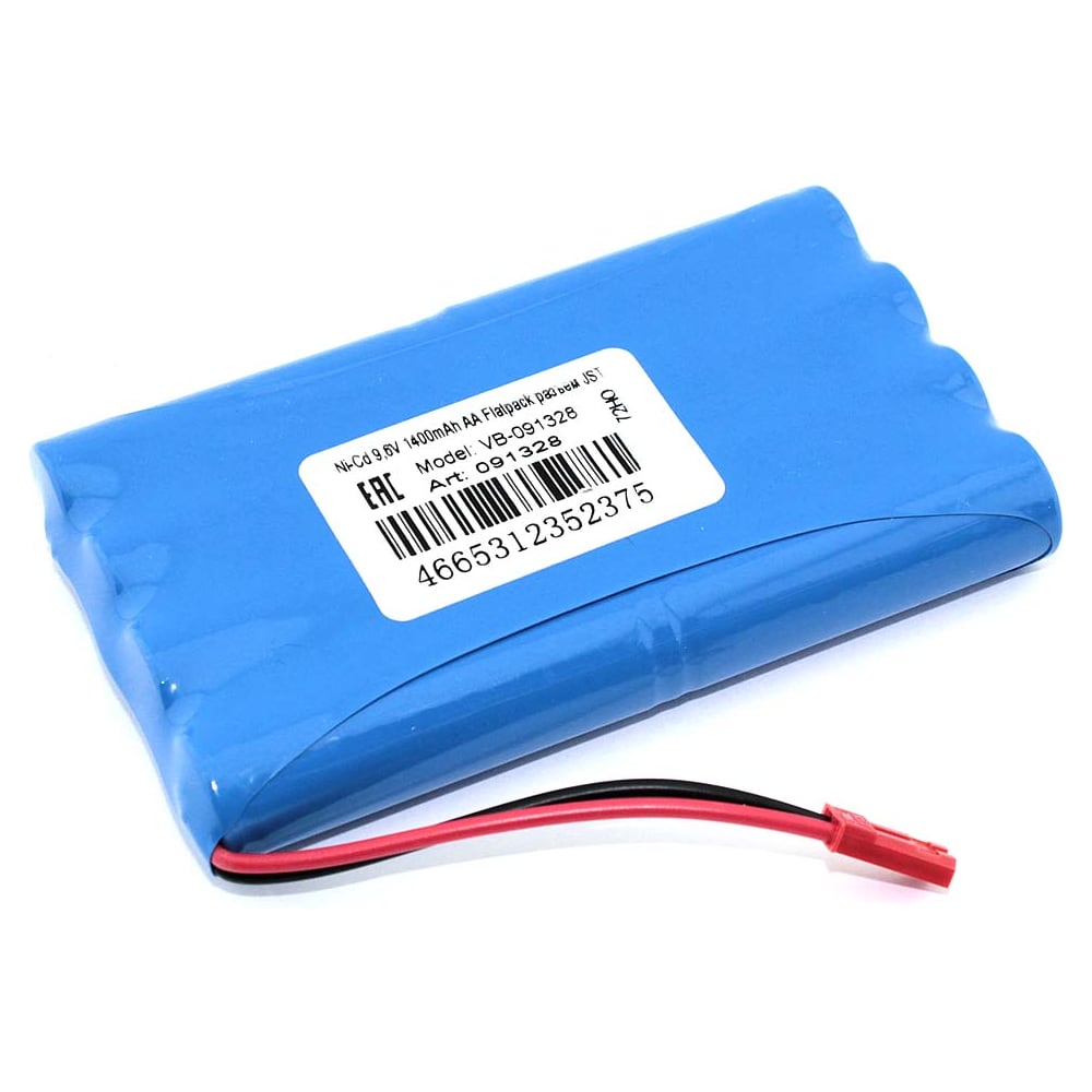 Изображение товара Аккумулятор AMPERIN Ni-Cd 9,6V 1400mAh AA Flatpack с разъемом JST