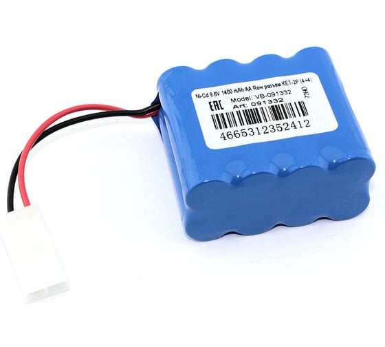 Изображение товара Аккумулятор AMPERIN Ni-Cd 9.6V 1400 mAh AA Row разъем KET-2P (4+4) 091332
