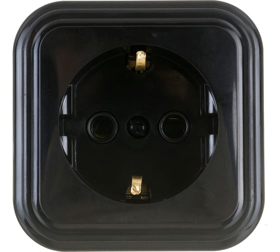 Изображение товара 1-местная розетка STEKKER с заземлением PST16-21-20 RA 16-133-Ч, пластик АВС, 16А, IP20, черный 39690