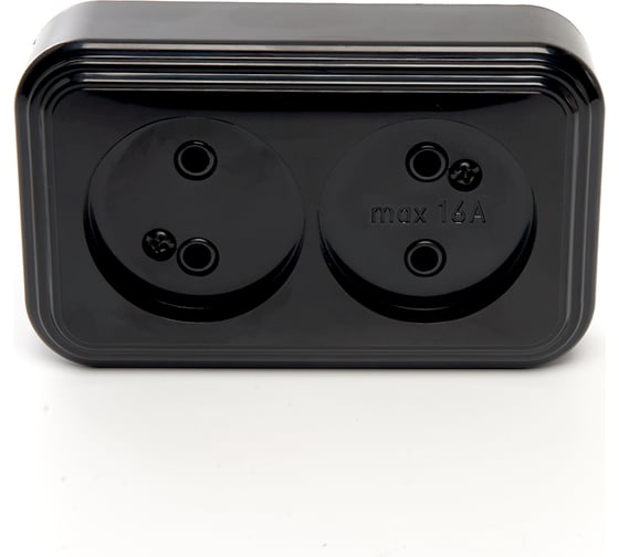 Изображение товара 2-местная розетка STEKKER без заземления, PST16-30-20 RA 16-237-Ч, пластик АВС, 16А, IP20, черный 39694