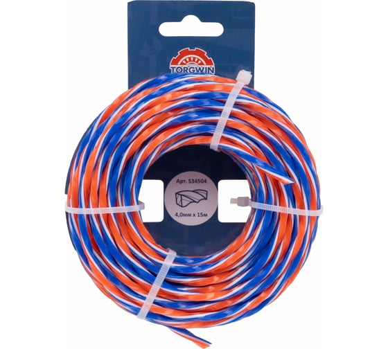 Изображение товара Леска TORGWIN для триммера 4.0мм, 15м витой квадрат трехцветная S34504