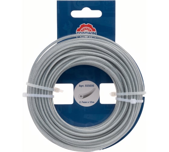 Изображение товара Леска TORGWIN для газонокосилки серебро 2.7мм, 15м круг проволока в оболочке S55035
