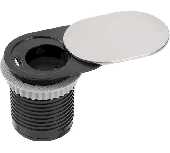 Изображение товара Круглый удлинитель для стола REJS SLIDER 60 1x shchuko USB кабель с вилкой, серебро TR19.0025.08.049