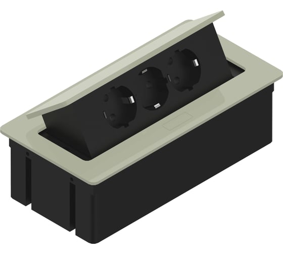 Изображение товара Удлинитель для стола KWADRO прямоугольный 3x schuko кабель с вилкой серебро REJS TR19.0003.08.049