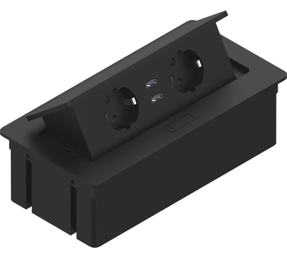 Изображение товара Удлинитель для стола KWADRO прямоугольный 2x schuko 2xUSB 2,1A 5V кабель с вилкой черный REJS TR19.0004.08.061