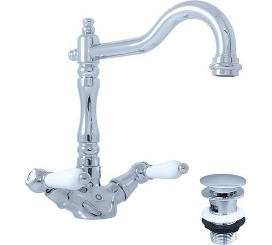 Изображение товара Смеситель для раковины RavSlezak MORAVA RETRO, с донным клапаном, пластик MK521.5/8