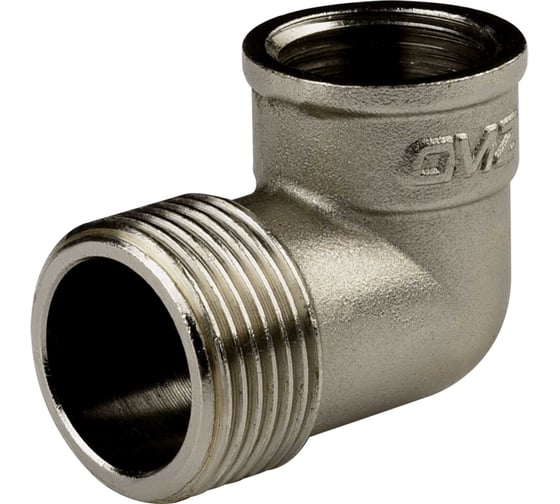 Изображение товара Угол переходной ДМЗ DN20x25 (3/4"ВР х 1"НР) латунь никель (упаковка 5 шт) ДМЗ.010.20х25Н5