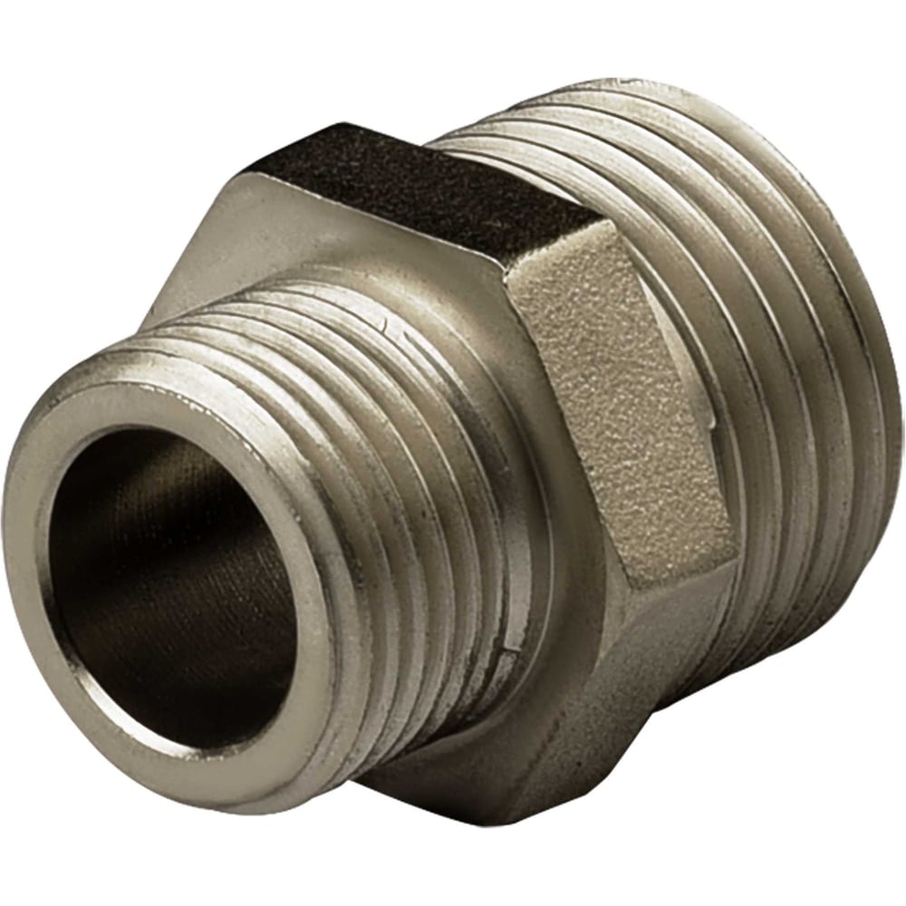 Изображение товара Ниппель переходной ДМЗ DN10x15 3/8"НР х 1/2"НР латунь никель 2 шт