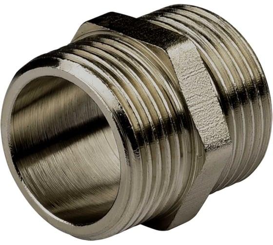 Изображение товара Ниппель ДМЗ DN20 (3/4") НР/НР латунь никель (упаковка 3 шт) ДМЗ.005.20Н3