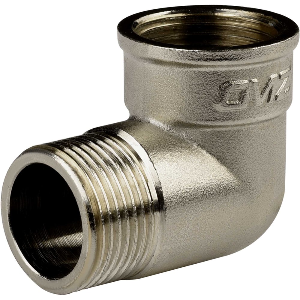 Изображение товара Угловой фитинг ДМЗ DN15x20 латунь никель 1/2-3/4 90°, 40 бар