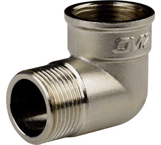 Изображение товара Угол переходной ДМЗ DN15x20 (1/2"ВР х 3/4"НР) латунь никель (упаковка 10 шт) ДМЗ.010.15х20Н10