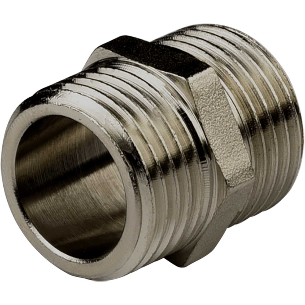 Изображение товара Ниппель ДМЗ DN15 1/2" НР/НР латунь никель 2 шт