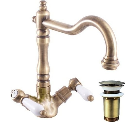 Изображение товара Смеситель для раковины RavSlezak MORAVA RETRO, с донным клапаном, пластик MK521.5/8SM