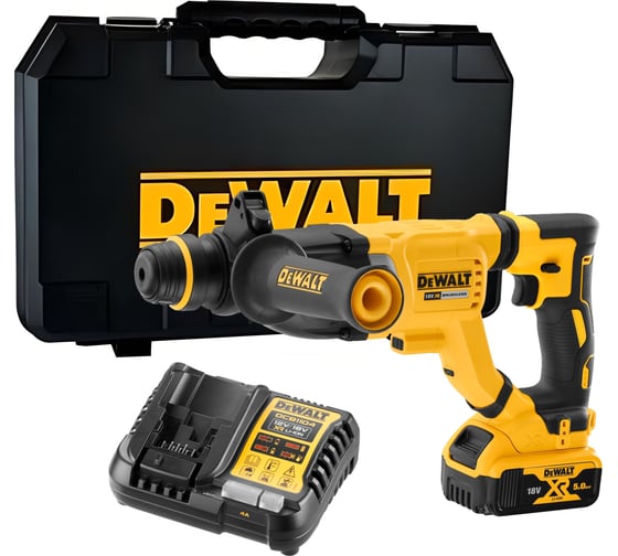 Изображение товара Аккумуляторный перфоратор Dewalt DCH263P1, 18 В, 3 Дж, 4300 уд/мин, с АКБ 5 Ач и ЗУ, в кейсе DCH263P1-QW