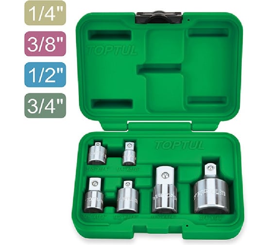 Изображение товара Набор переходников в пластиковом боксе TOPTUL 6 предметов GAAI0606