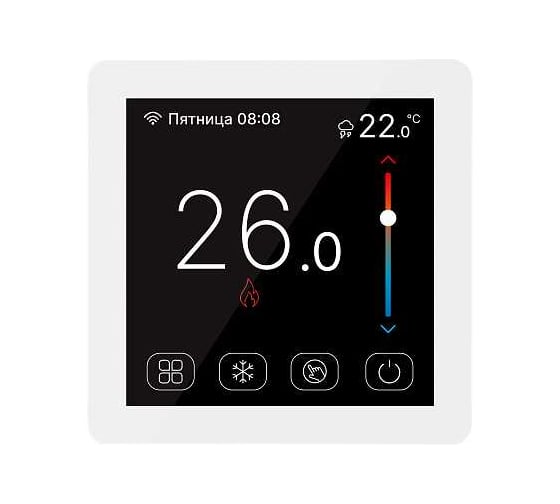 Изображение товара Терморегулятор теплого пола STOUT STE-2002-311712 16А, TFT, NTC 10К -2м, белый RG0093NF3EQERG