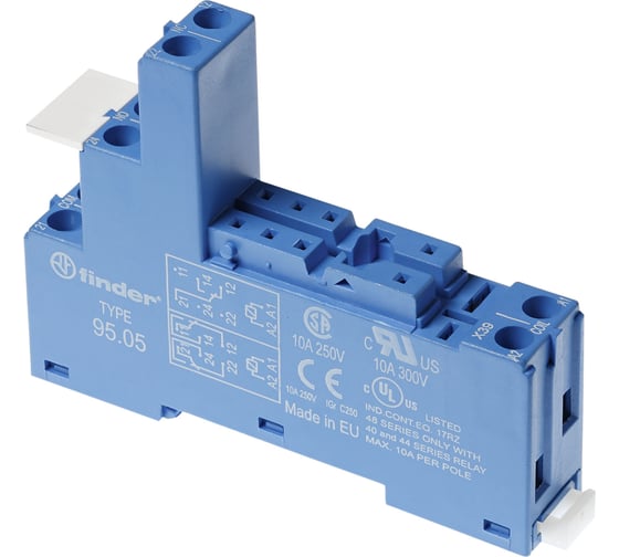 Изображение товара Набор Розетка FINDER 95059spa 10шт. С винтовыми клеммами для реле 40.51, 40.52, 40.61, 40.62; применяются модули 99.02, 86.30; в комплекте пластиковая клипса 095.01; версия: синий цвет; сделано в России 95059SPAV10